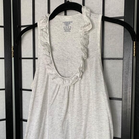 Land’s End Ruffled Scoop Neckline Tank Top Blouse White Grey XXSmall - Picture 2 of 9